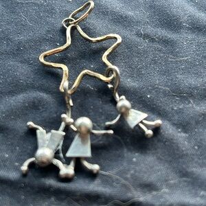Gold and Silver Star Charm with Children dangles Perfect for moms and grandmas!
